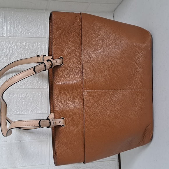 Michael Kors BEDFORD Pebble Leather Pocket Tote ACORN/GOLD - Picture 8 of 13